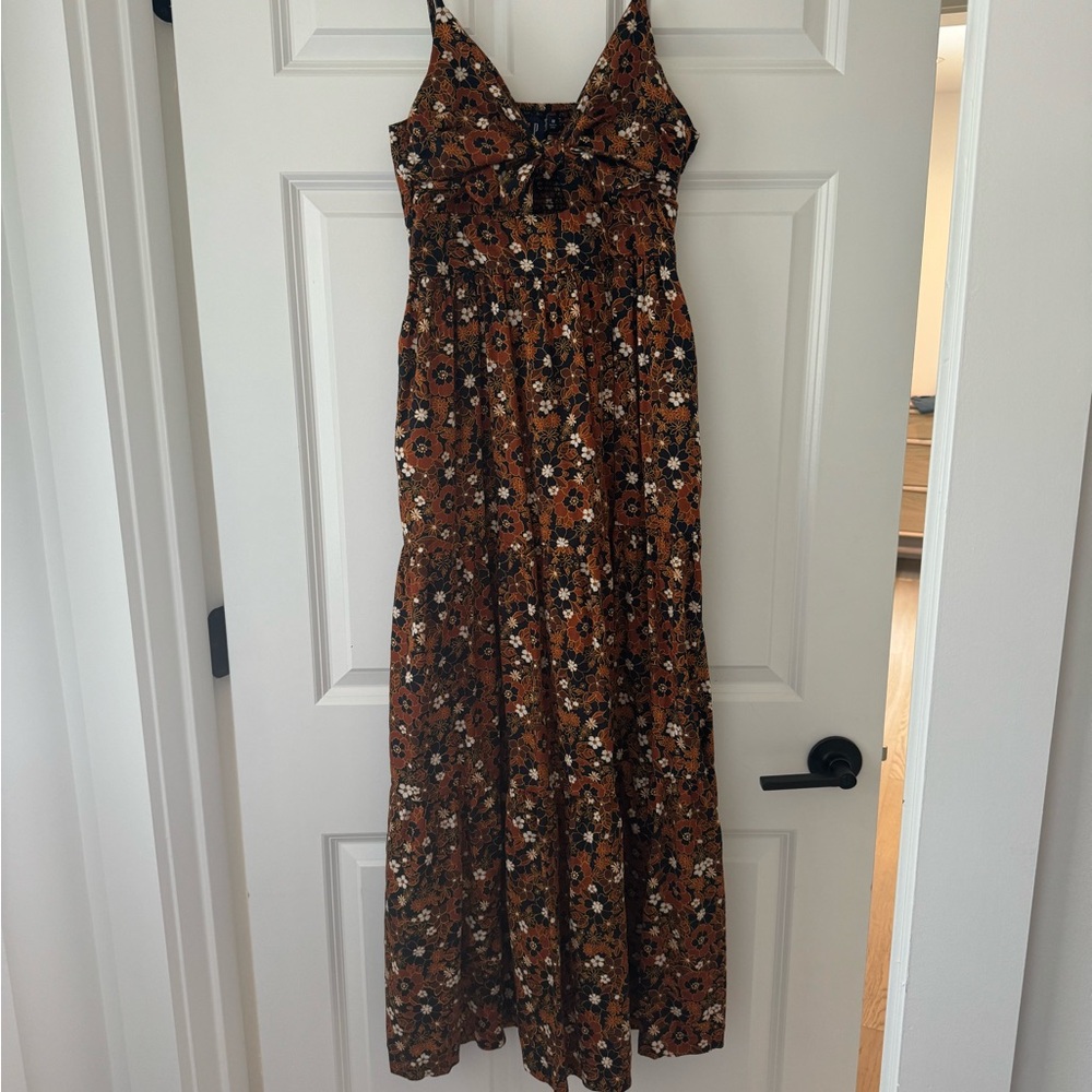 Floral Brown and Black Maxi Dress - GAP